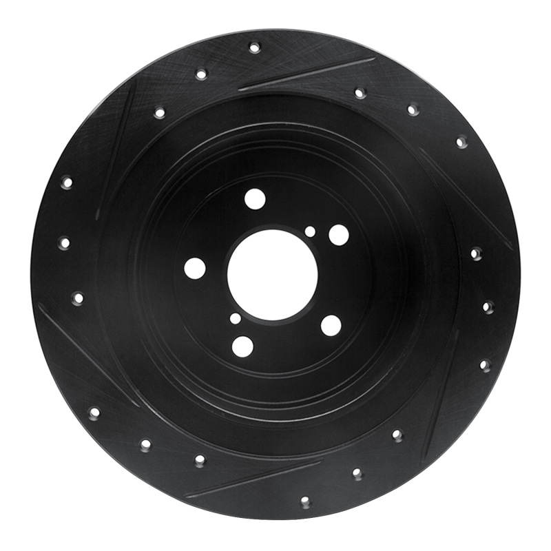 Subaru BAJA Brake Rotor (1) - Rear Right - R1 Concepts - Drilled & Slotted - Black - `00-`06
